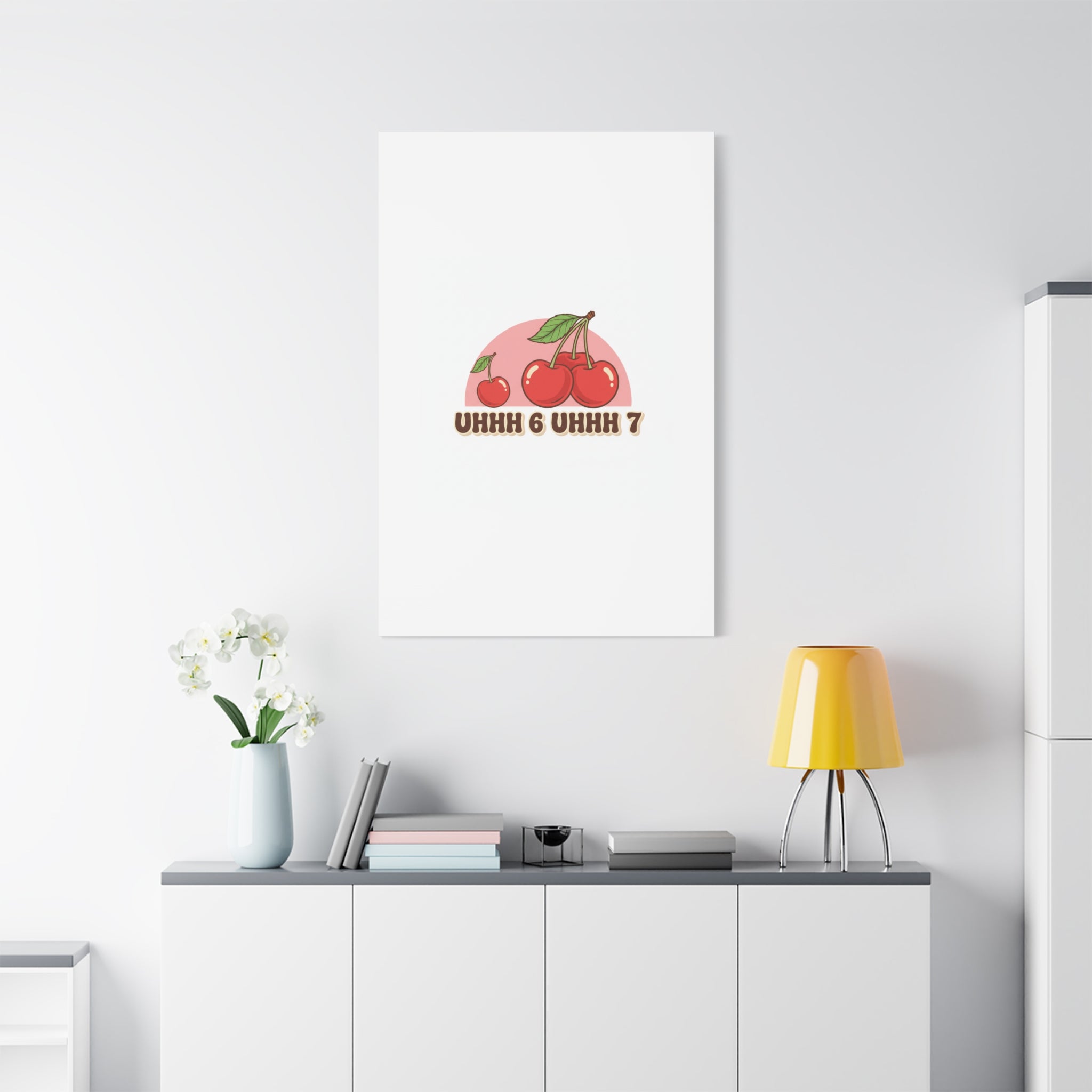Six Severn Cherry Retro Graphic Canvas | kawaii fruit print, vintage cherry design
