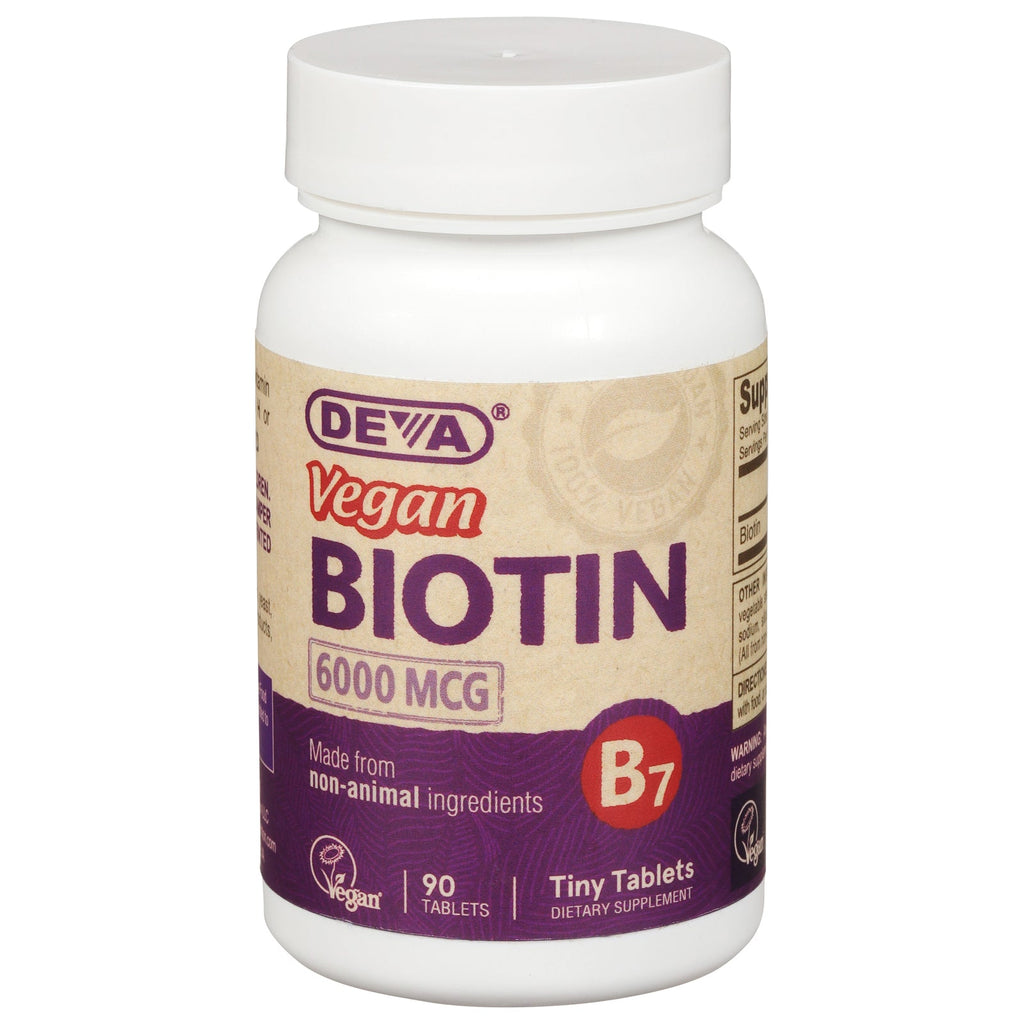 Deva Vegan Biotin 6000 MCG - Hair & Nail Growth - 90 Tablets