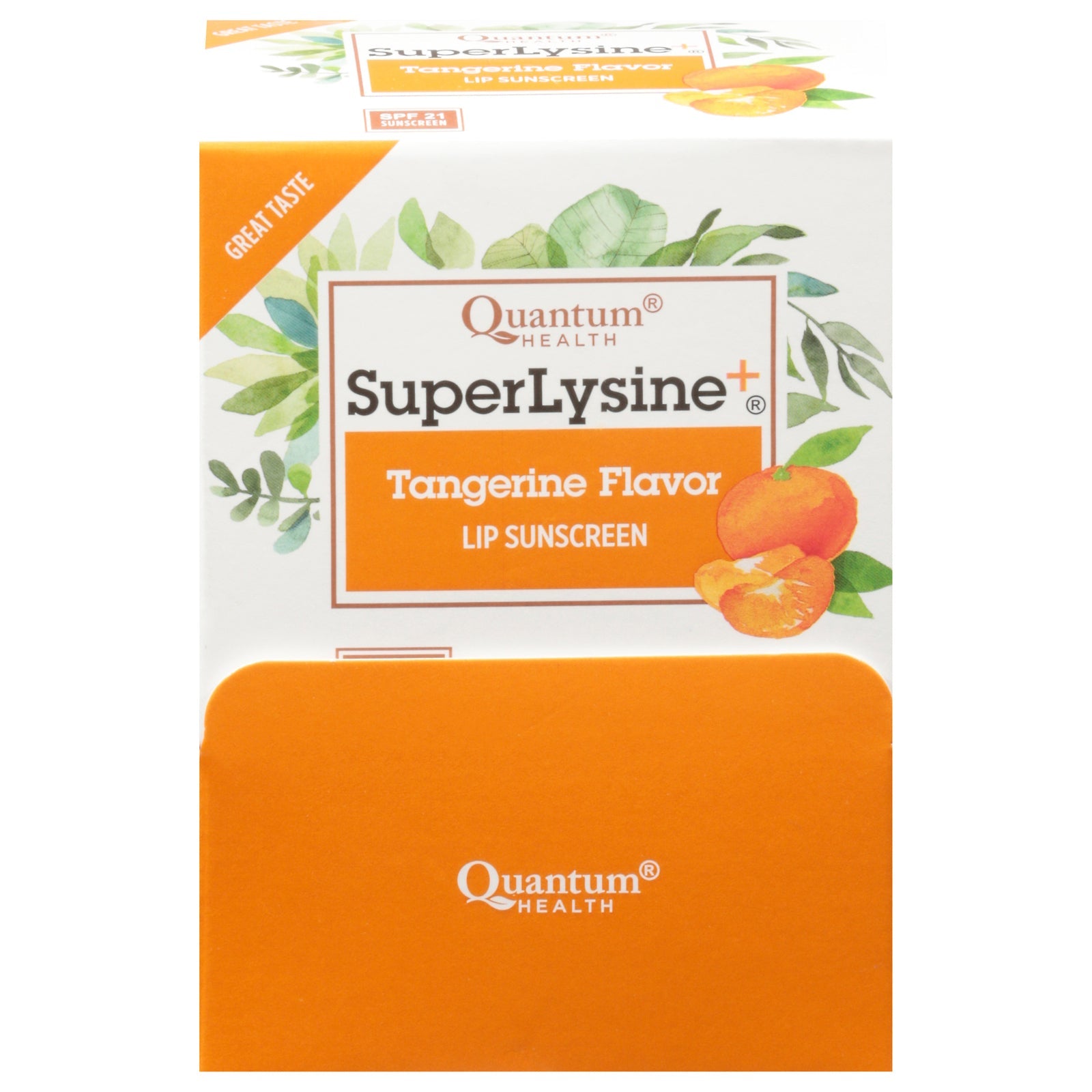Lip Protectant Lysine Plus Coldstick SPF 21 Tangerine Flavor by Quantum Research, 1 Count