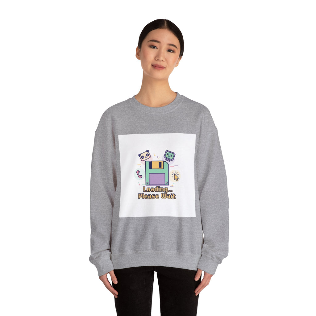 Loading Please Wait Crewneck Sweatshirt | Old Internet Aesthetic, pixel art retro web