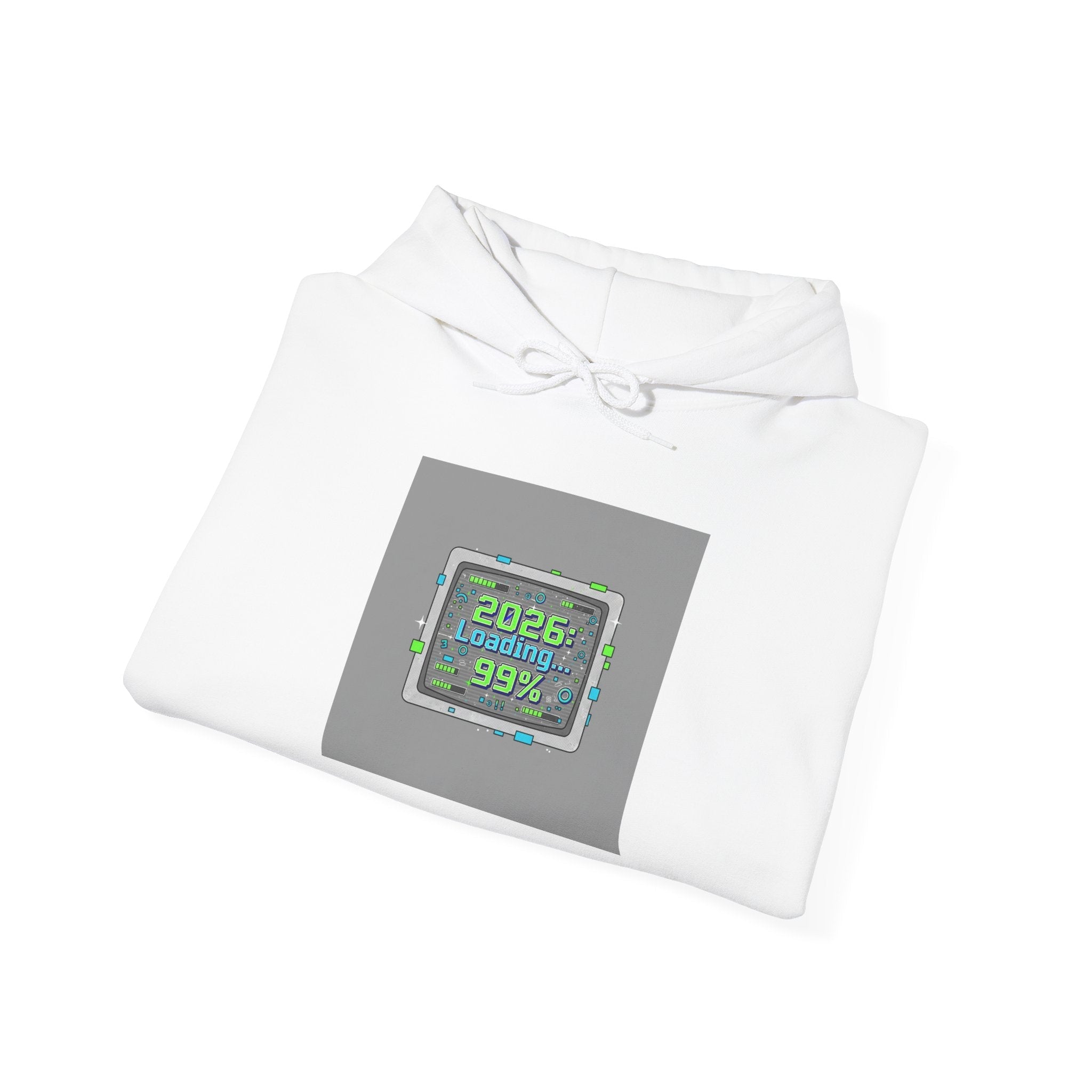 2026 Loading 99% Hoodie | NYE countdown graphic, retro system UI