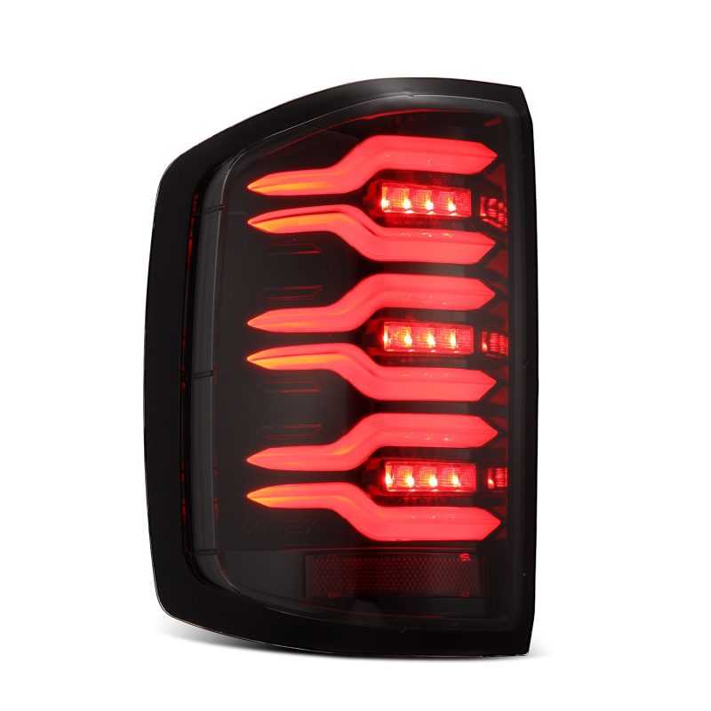 AlphaRex 14-18 Chevy Silverado 1500 Luxx-Series LED Tail Lights Alpha-Black w/Activ Light/Seq Signal 620040 *Discontinued