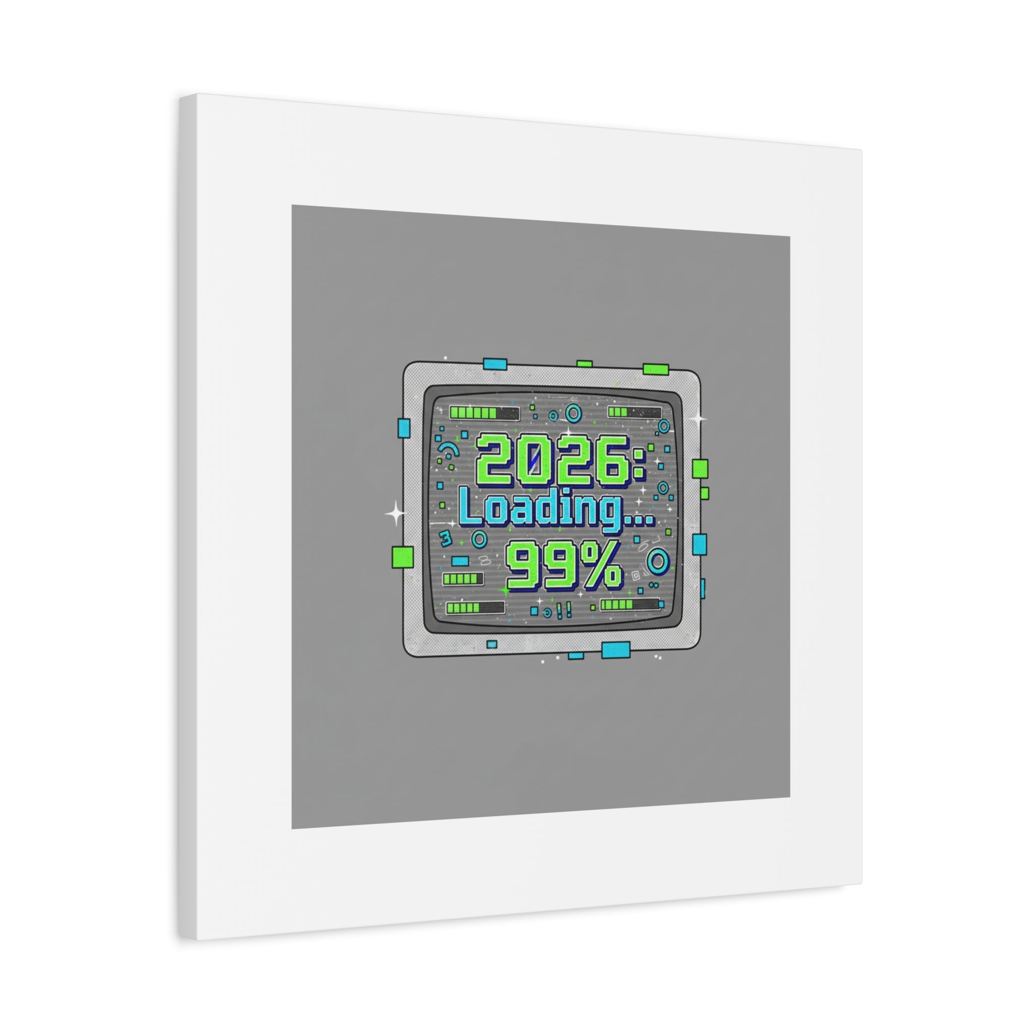 2026 Loading 99% Canvas | NYE countdown, retro system interface