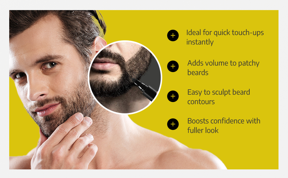 SELZALOT 4-Tip Beard Filler Pen Kit - Waterproof, Sweat-Proof, Long-Lasting Coverage for a Fuller Beard with Brush
