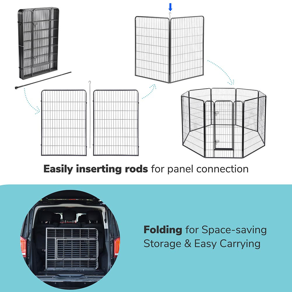 Yescom Heavy Duty Dog Playpen 48" Tall 8-Panel Puppy Pen Metal