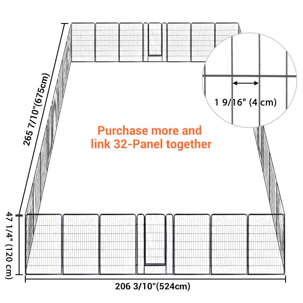 Yescom Heavy Duty Dog Playpen 48" Tall 16-Panel Puppy Pen Metal