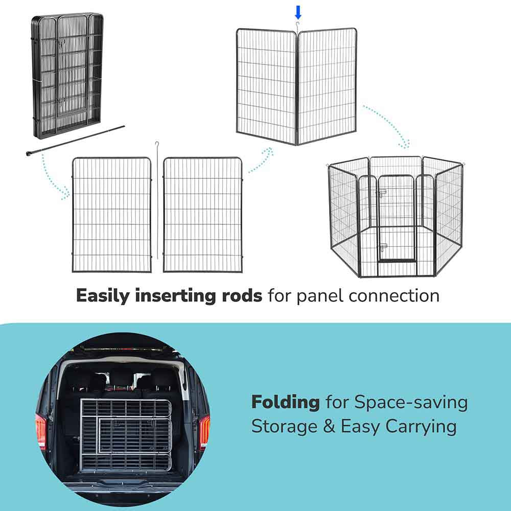 Yescom Heavy Duty Dog Playpen 48" Tall 12-Panel Puppy Pen Metal