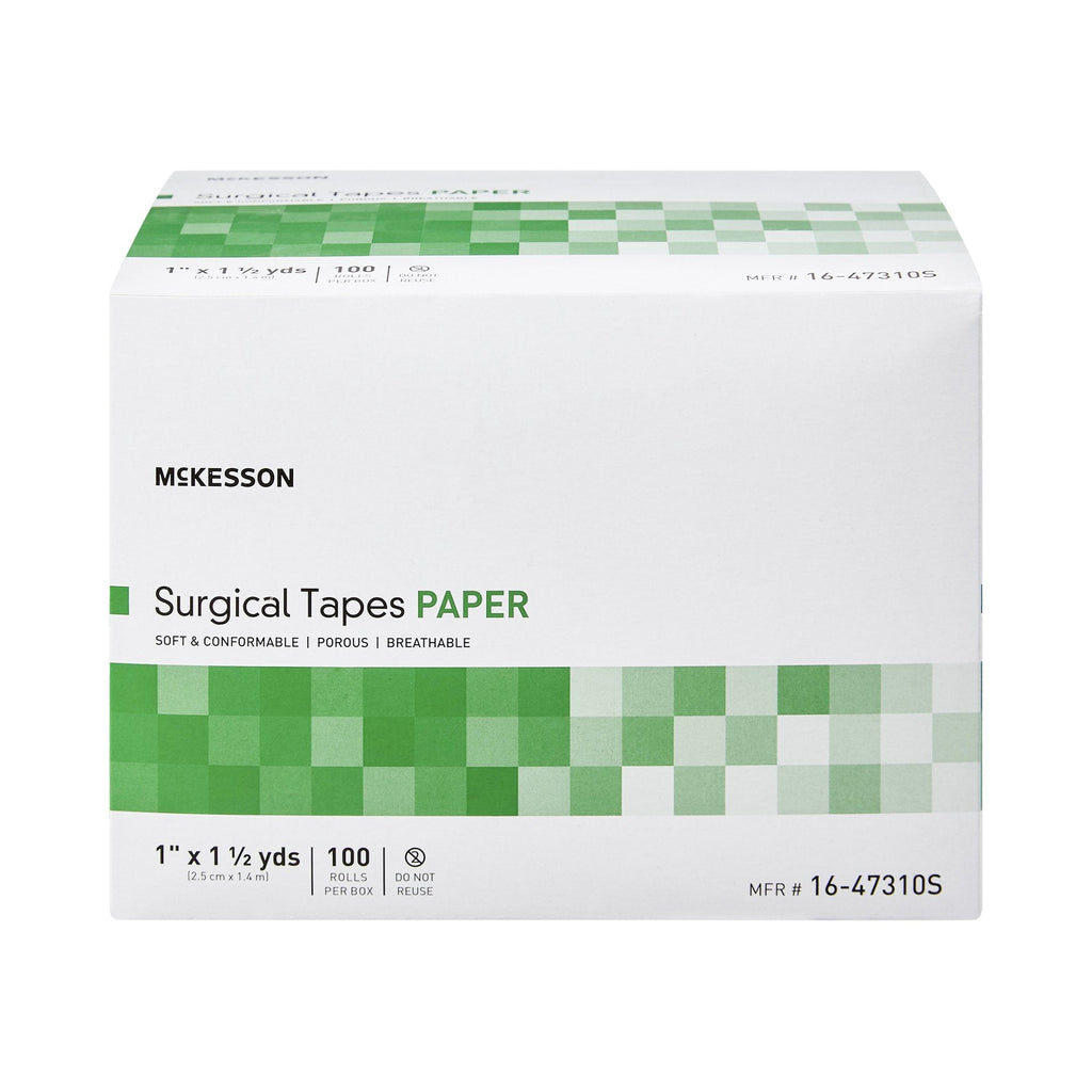 McKesson Paper Medical Tape, 1 Inch x 1-1/2 Yard, White 16-47310S