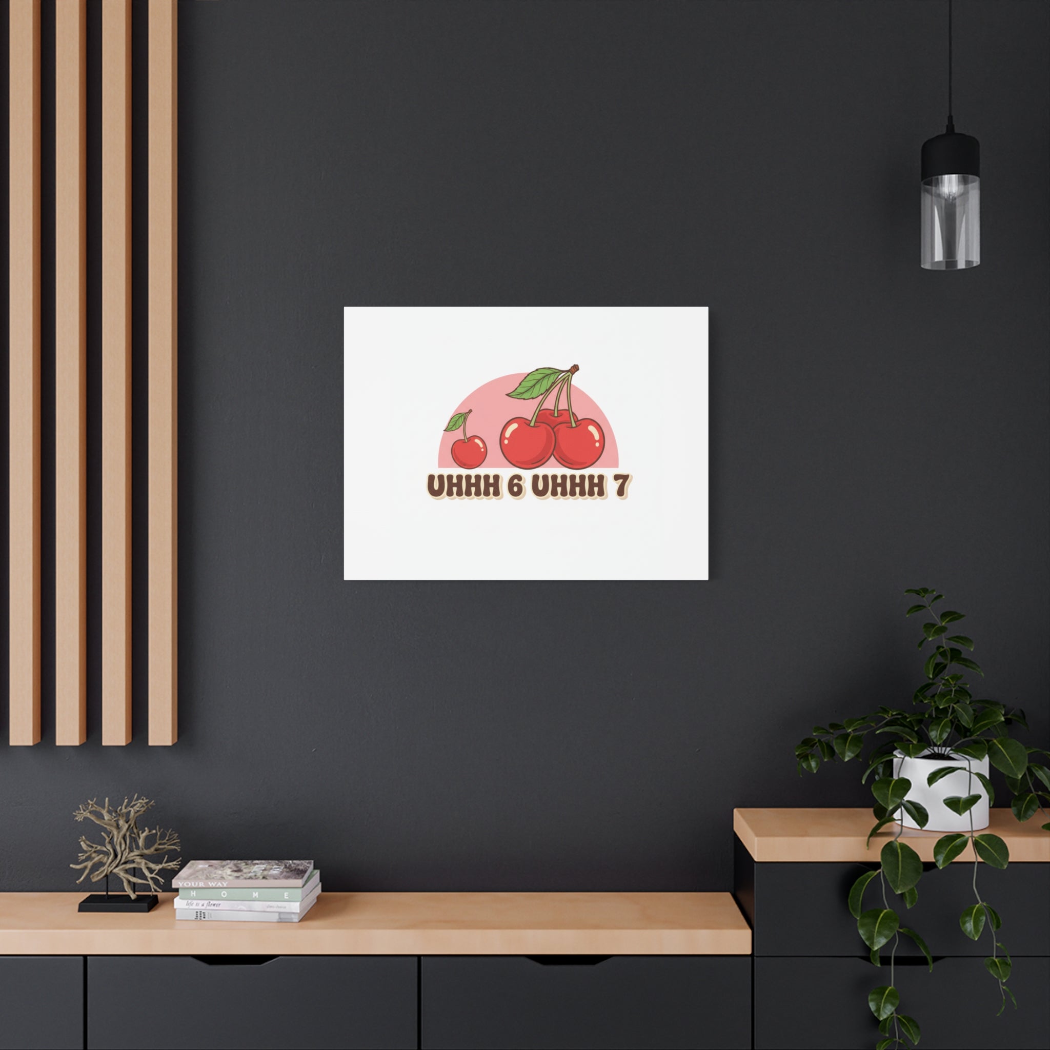 Six Severn Cherry Retro Graphic Canvas | kawaii fruit print, vintage cherry design