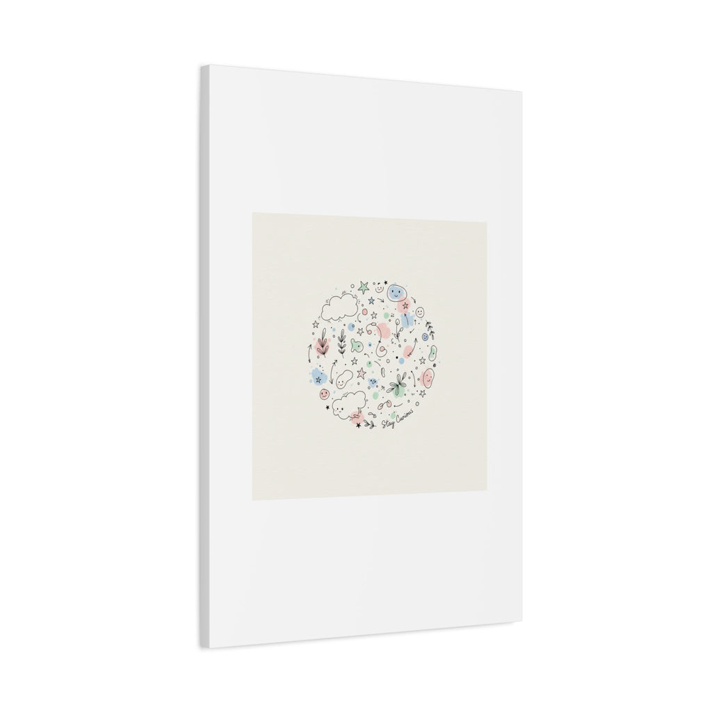 Doodle Circle Line Drawing Matte Canvas, Hand-Drawn Sketch Art