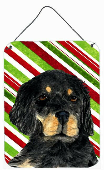 Gordon Setter Candy Cane Holiday Christmas Wall or Door Hanging Prints Aluminum Metal Sign Kitchen Wall Bar Bathroom Plaque Home Decor Front Door Plaque, 12x16, Multicolor