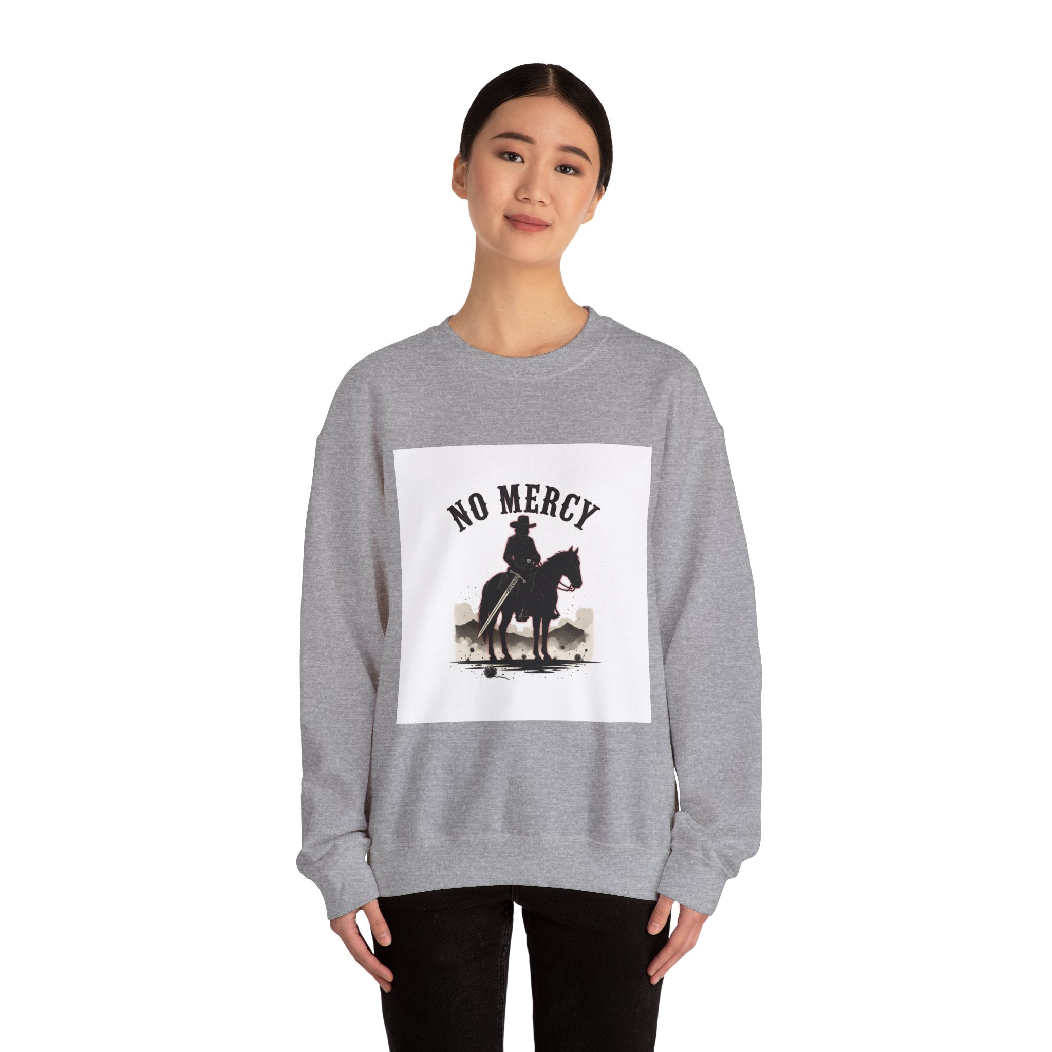 No Mercy cowboy silhouette Sweatshirt | western skull art, gothic Americana