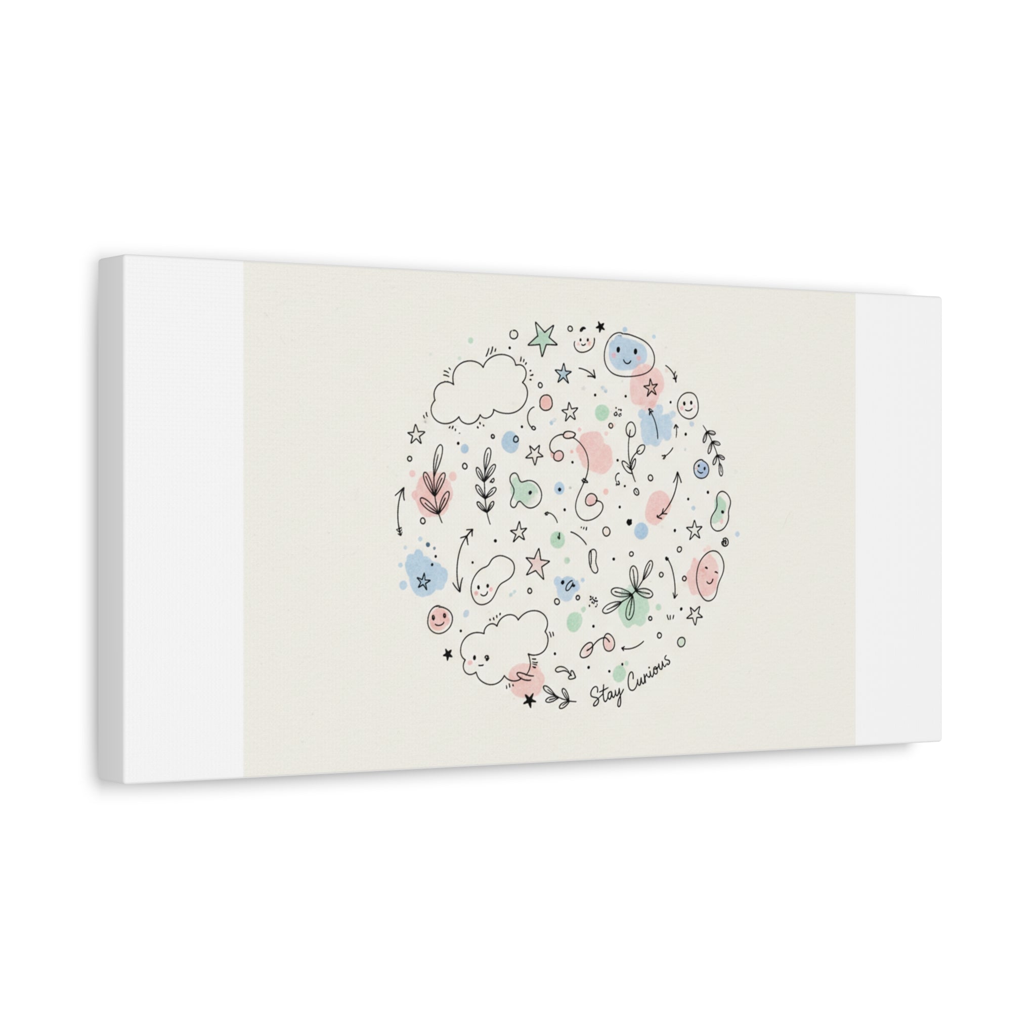 Doodle Circle Line Drawing Matte Canvas, Hand-Drawn Sketch Art
