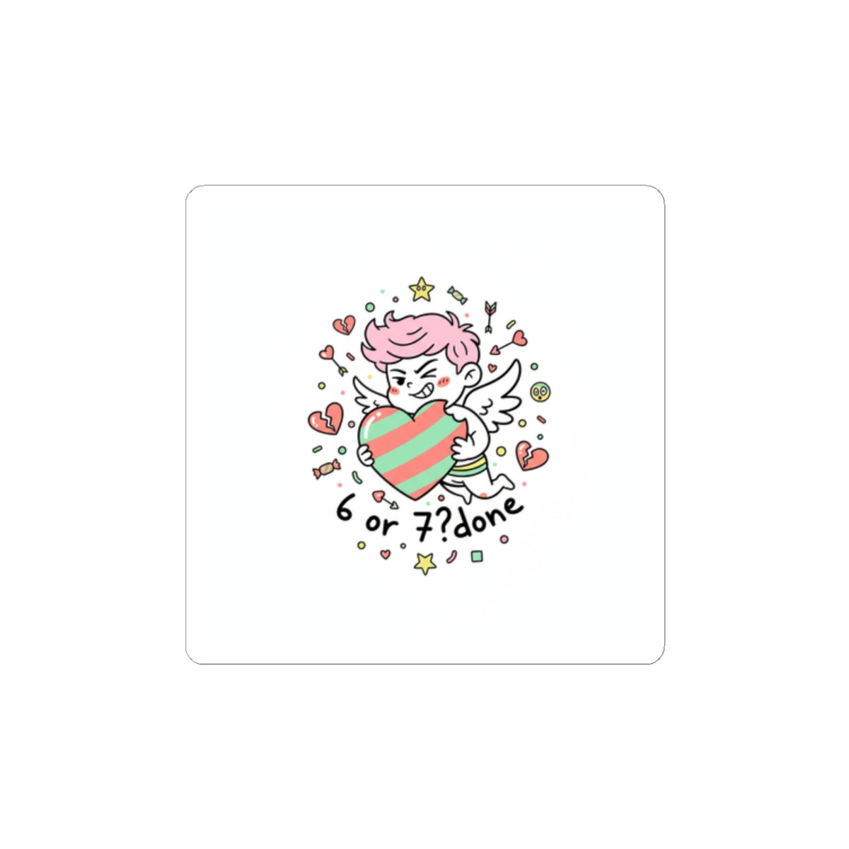 Weird Cupid Heart Sticker | Weird Valentine, quirky heart chaotic love design