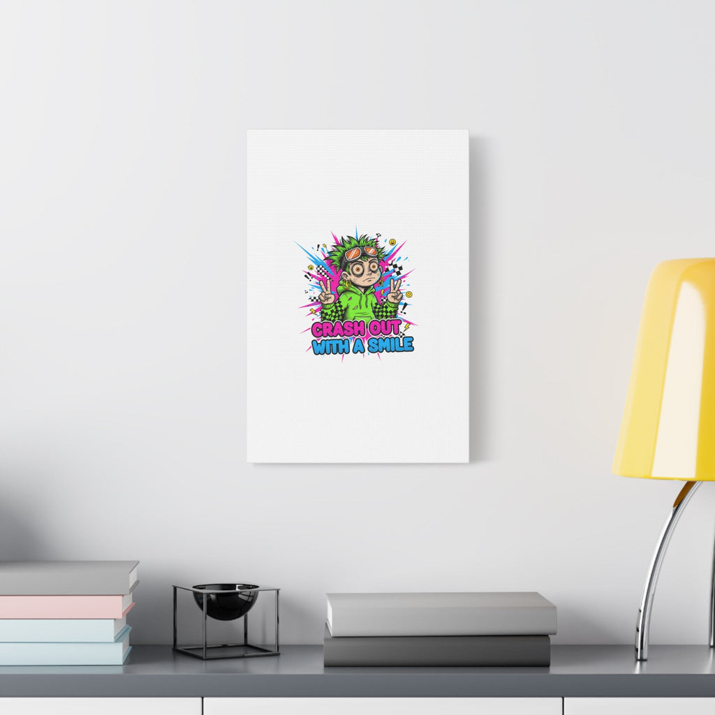 Crash Out With a Smile Canvas Print | Neon Skate Graffiti, Meme Meltdown Art