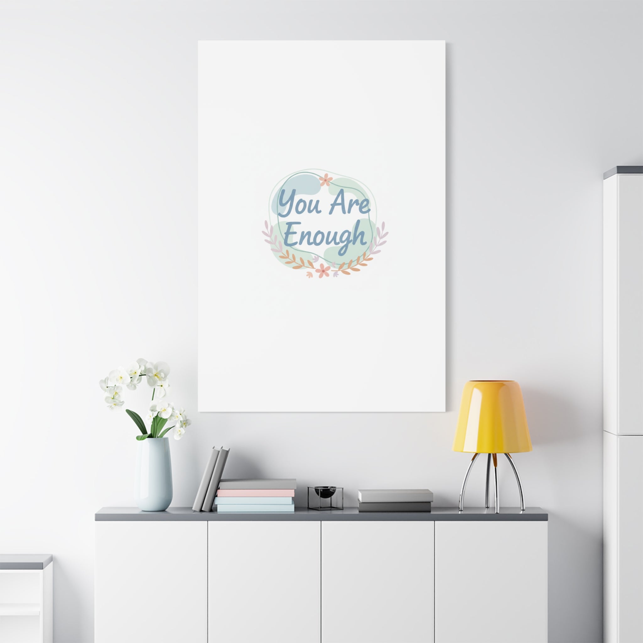 You Are Enough Canvas, Mental Health Art | Supportive Affirmation Wall Decor