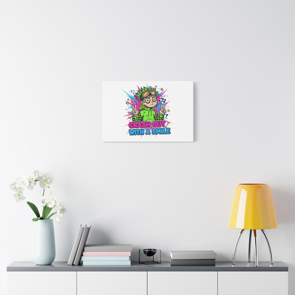 Crash Out With a Smile Canvas Print | Neon Skate Graffiti, Meme Meltdown Art