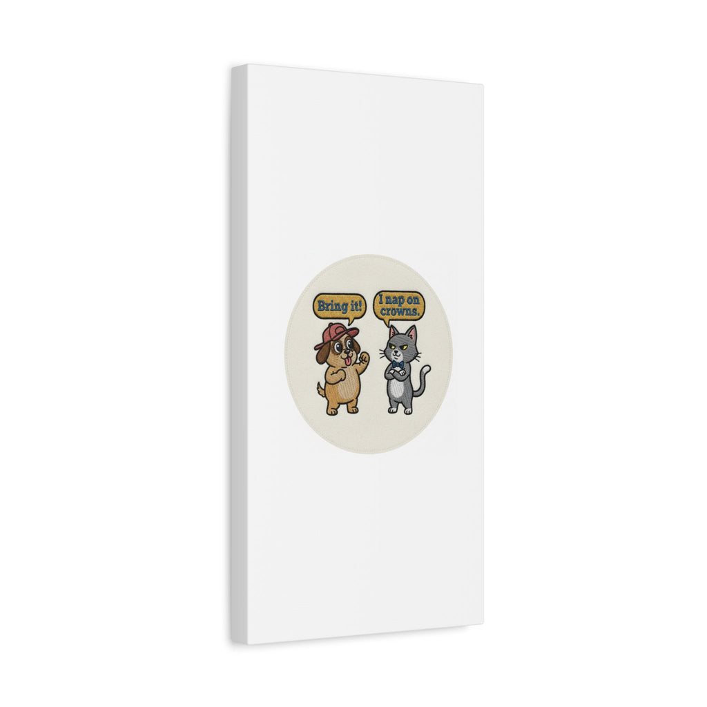 Funny Cat vs Dog Canvas | Pet Rivalry Wall Art