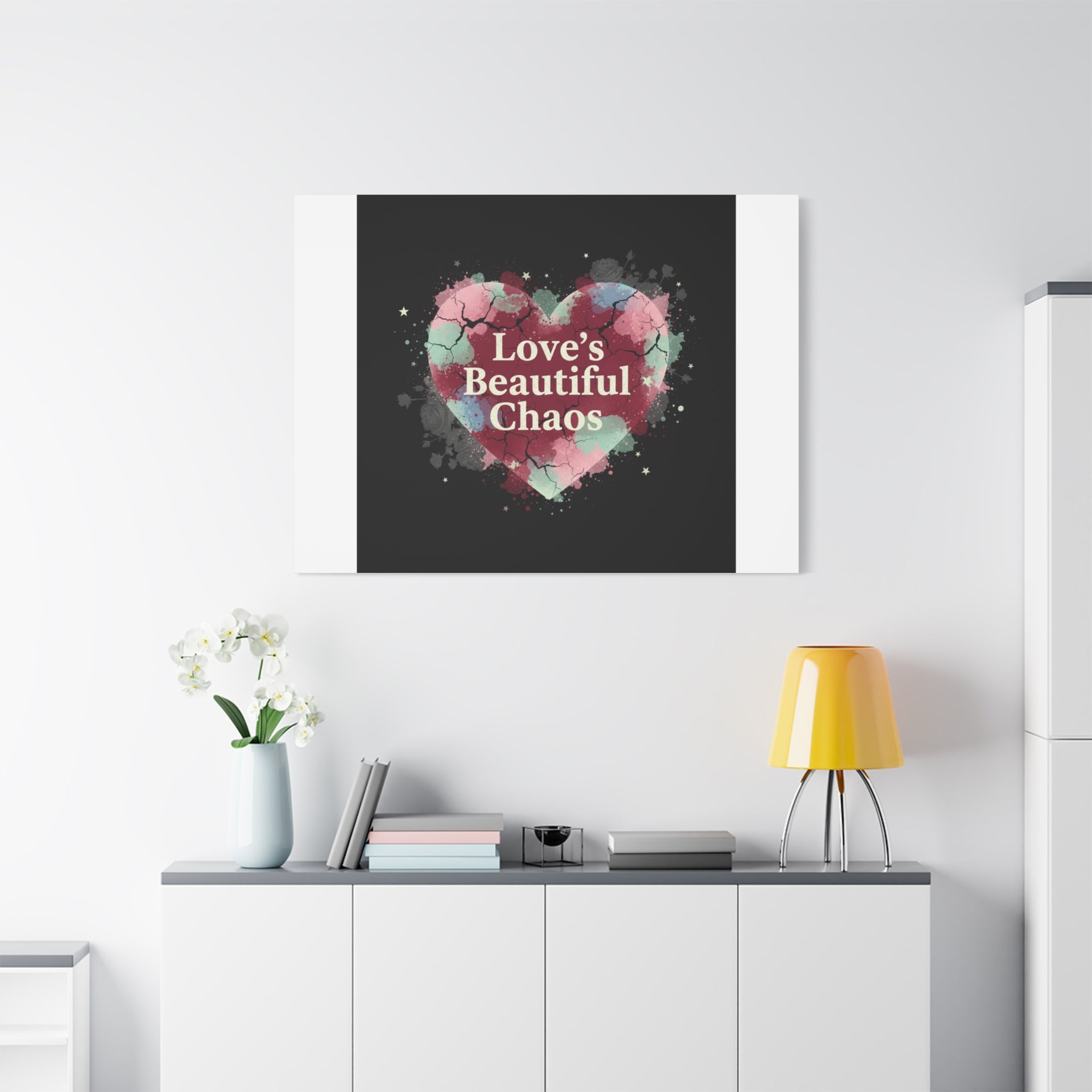 Love's Beautiful Chaos Canvas Print | Soft Grunge Hearts, Distressed Heart Art