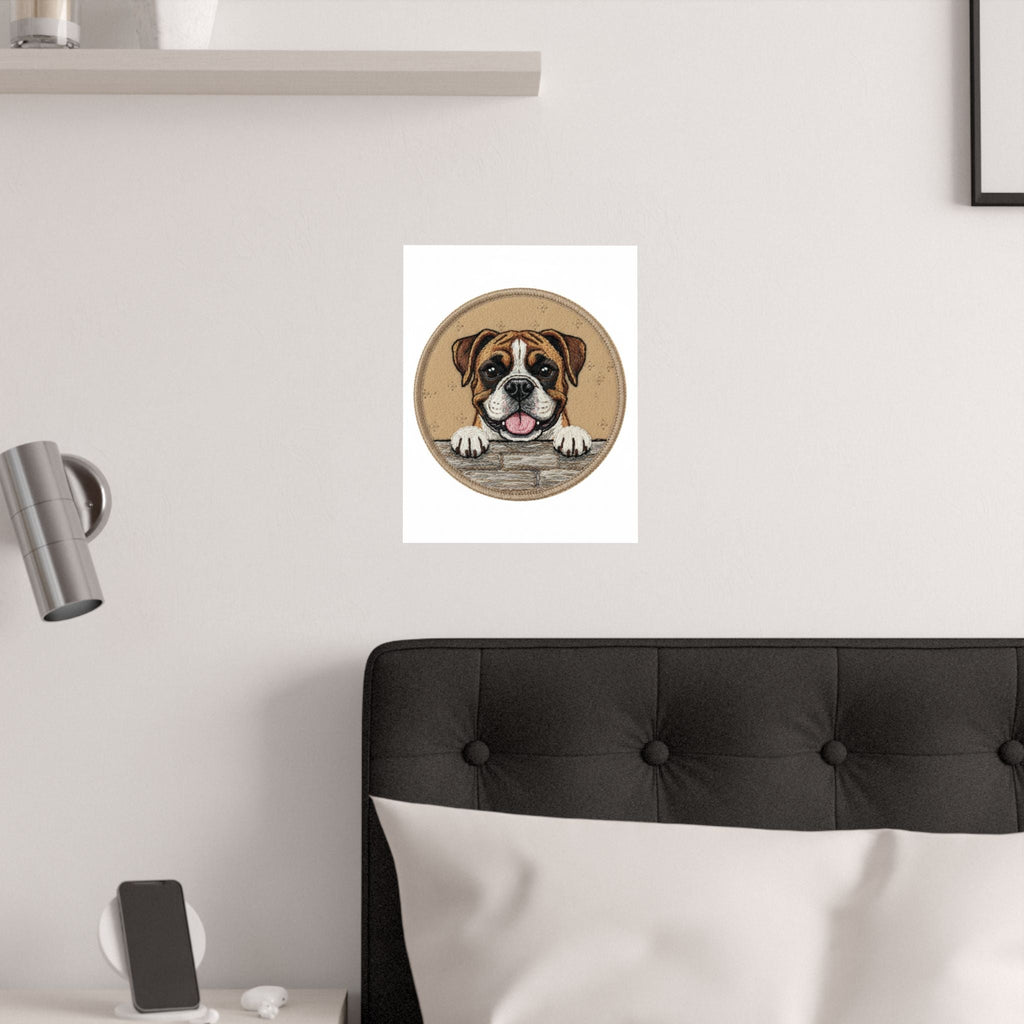 Boxer Dog Satin Poster — Cute Smiling Pup Wall Art