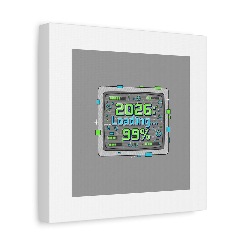 2026 Loading 99% Canvas | NYE countdown, retro system interface