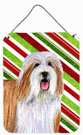 Bearded Collie Candy Cane Holiday Christmas Wall or Door Hanging Prints Aluminum Metal Sign Kitchen Wall Bar Bathroom Plaque Home Decor Front Door Plaque, 12x16, Multicolor
