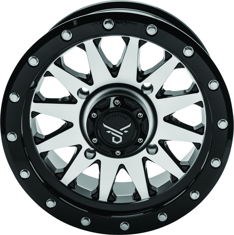 QuadBoss, QuadBoss Wagon 14x7 4+3 4/156 Black Machined Alloy Wheel - Lightweight and Durable for Powersports Vehicles