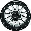 QuadBoss, QuadBoss Wagon 14x7 4+3 4/156 Black Machined Alloy Wheel - Lightweight and Durable for Powersports Vehicles