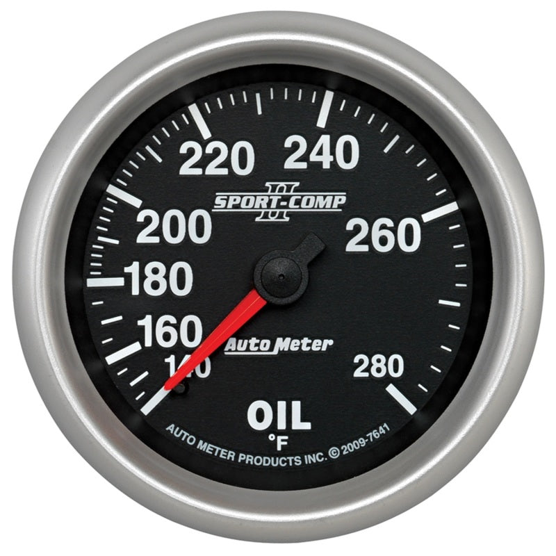 AutoMeter Gauge Oil Temp 2-5/8in. 140-280 Deg. F Mechanical Sport-Comp II 7641
