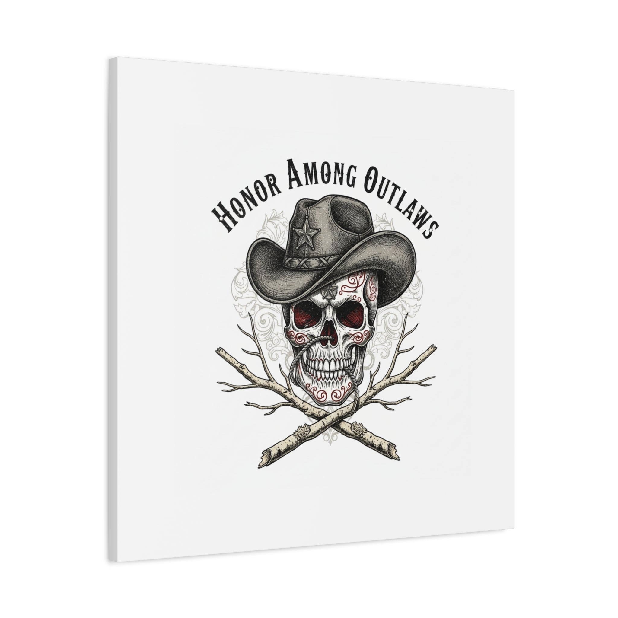 Honor Among Outlaws Canvas | Western Skull Art, Gothic Americana Desert Noir