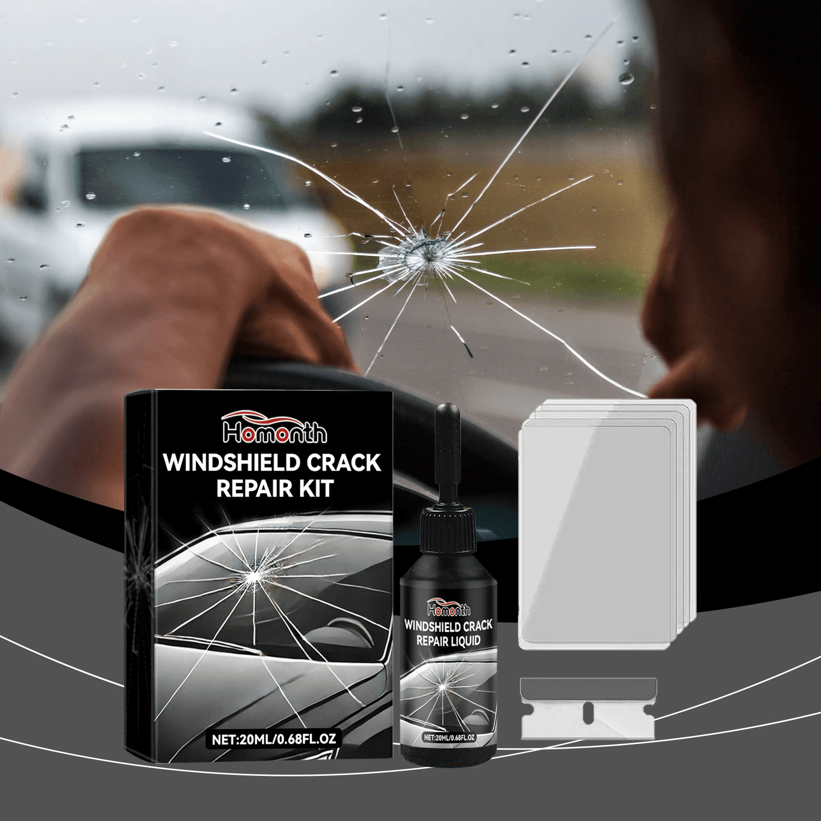 Windshield Crack Repair UV Adhesive Solution