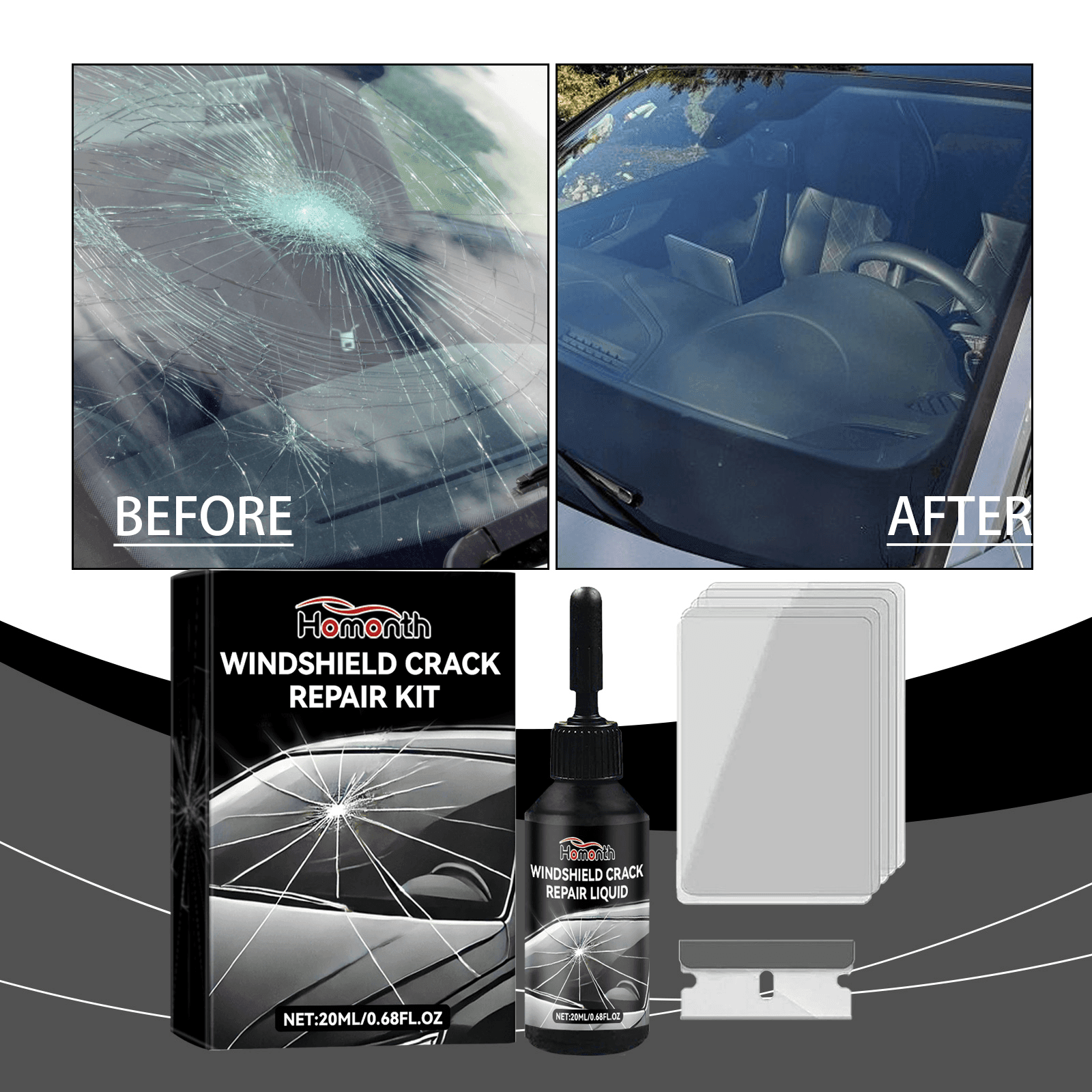 Windshield Crack Repair UV Adhesive Solution