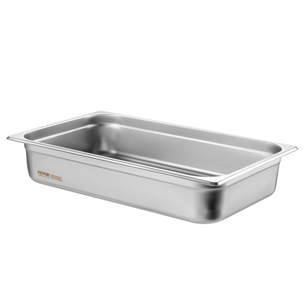 6 Pack Hotel Pans, Full Size Anti-Jam Steam Pan, 0.8mm Thick Stainless Steel Restaurant Steam Table Pan, 4-Inch Deep Commercial Table Pan, Catering Storage Food Pan, for Industrial & Scientific