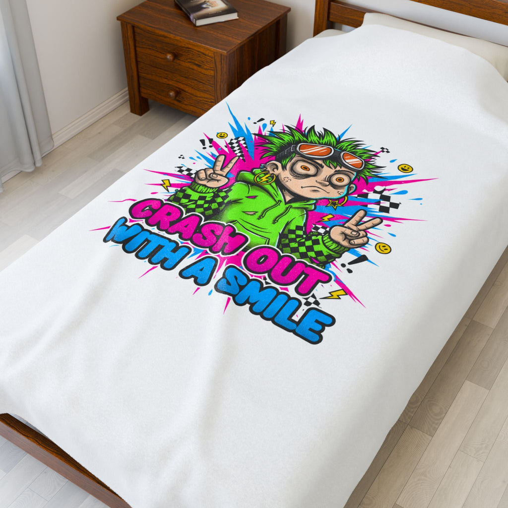 Crash Out With a Smile Velveteen Blanket | Crash Out, Neon Graffiti