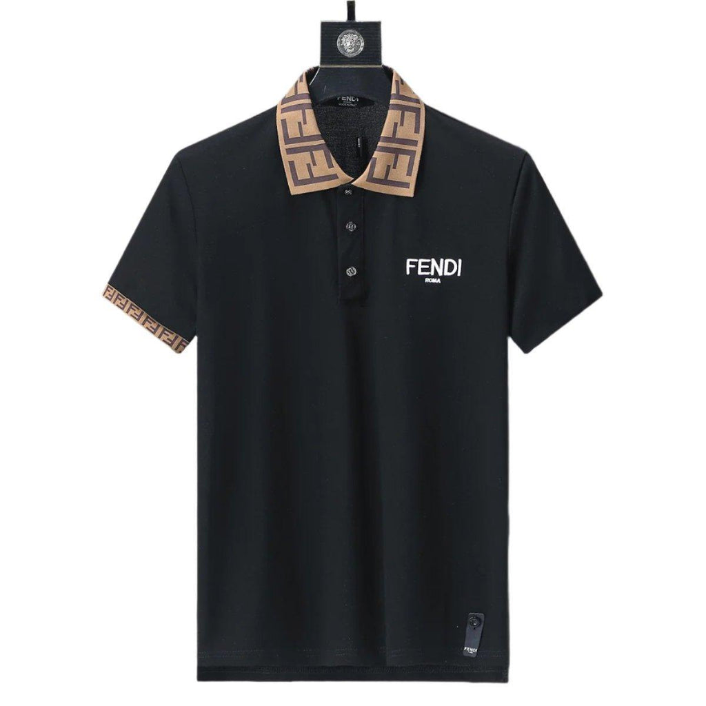 Fendi Black T-shirt with Collar