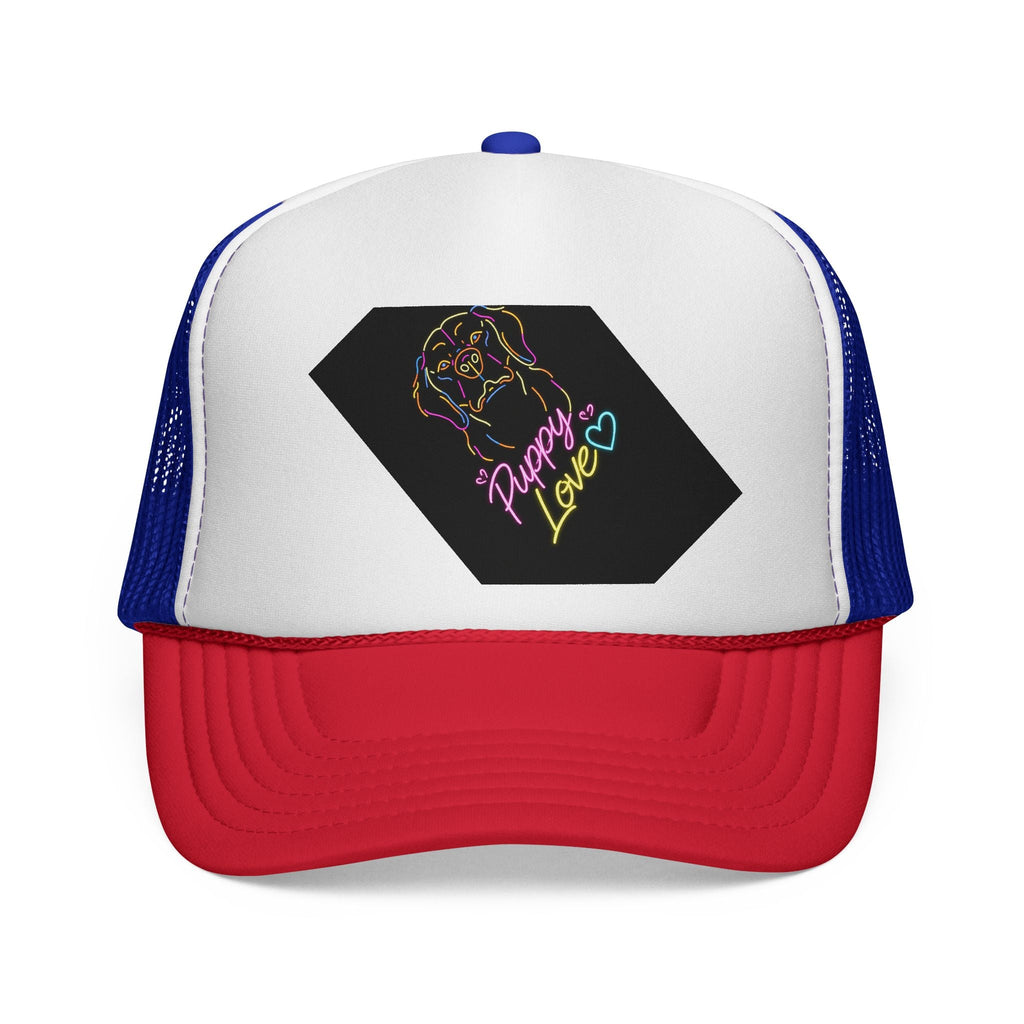 Trucker Hat — Colorful 'Puppy Love' Neon Paw Design