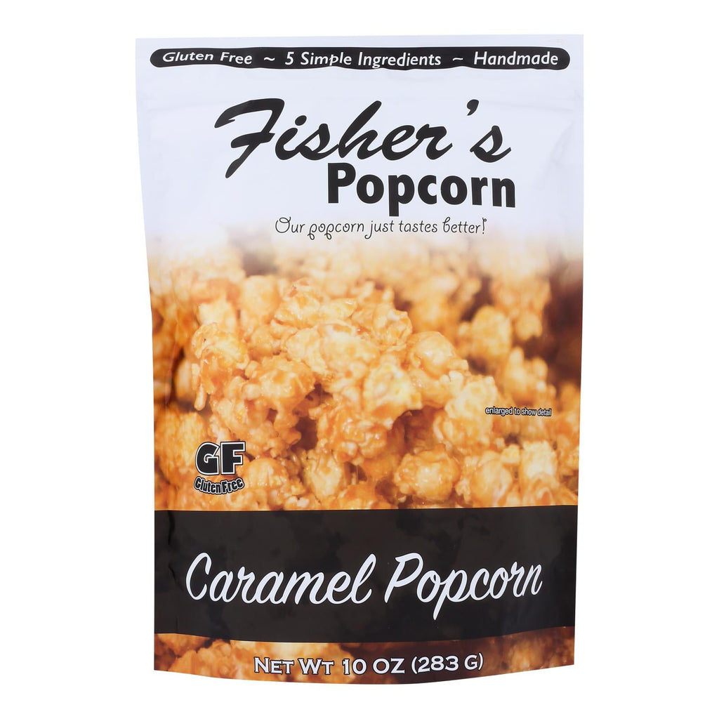 Fisher's Popcorn Caramel Popcorn, Handmade, Gluten-Free, Case of 6 (10 oz)