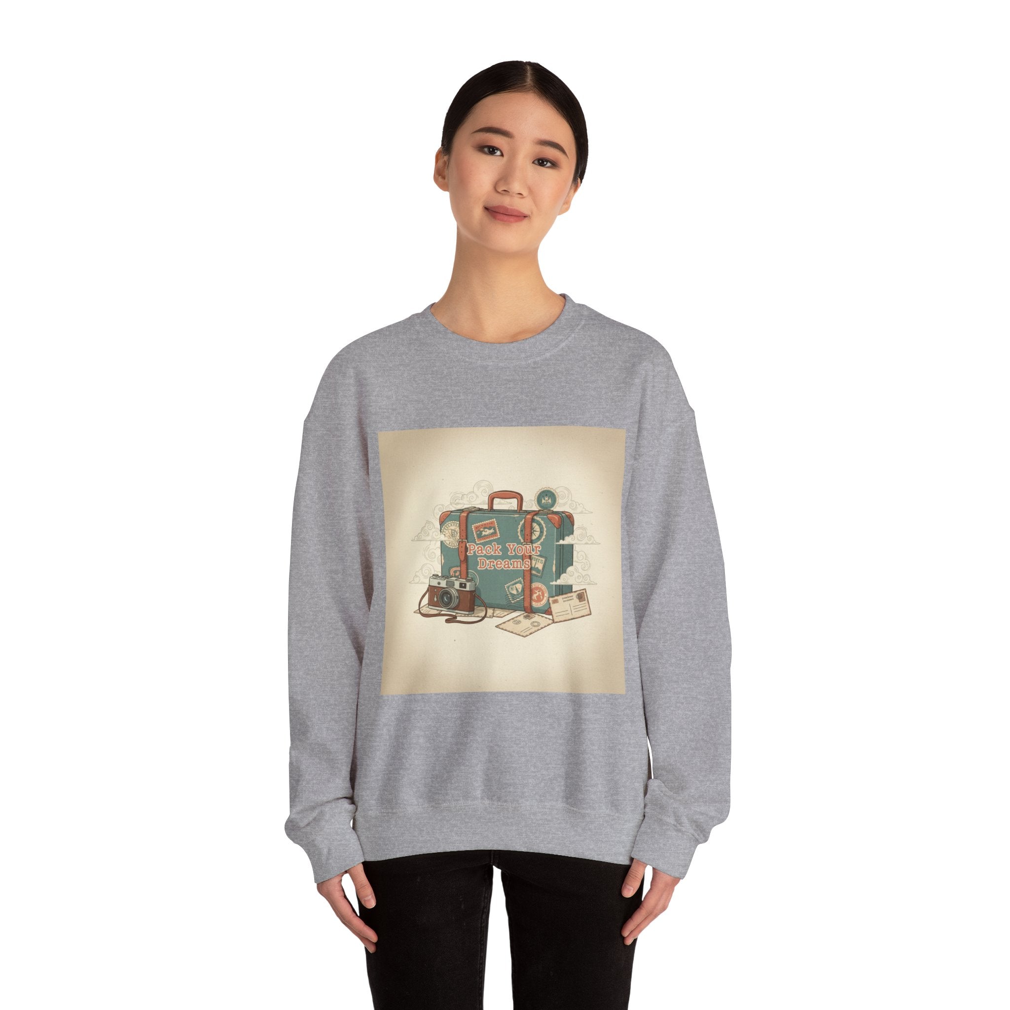 Vintage Passport Stamp Luggage Crewneck Sweatshirt | retro travel postcard, wanderlust design