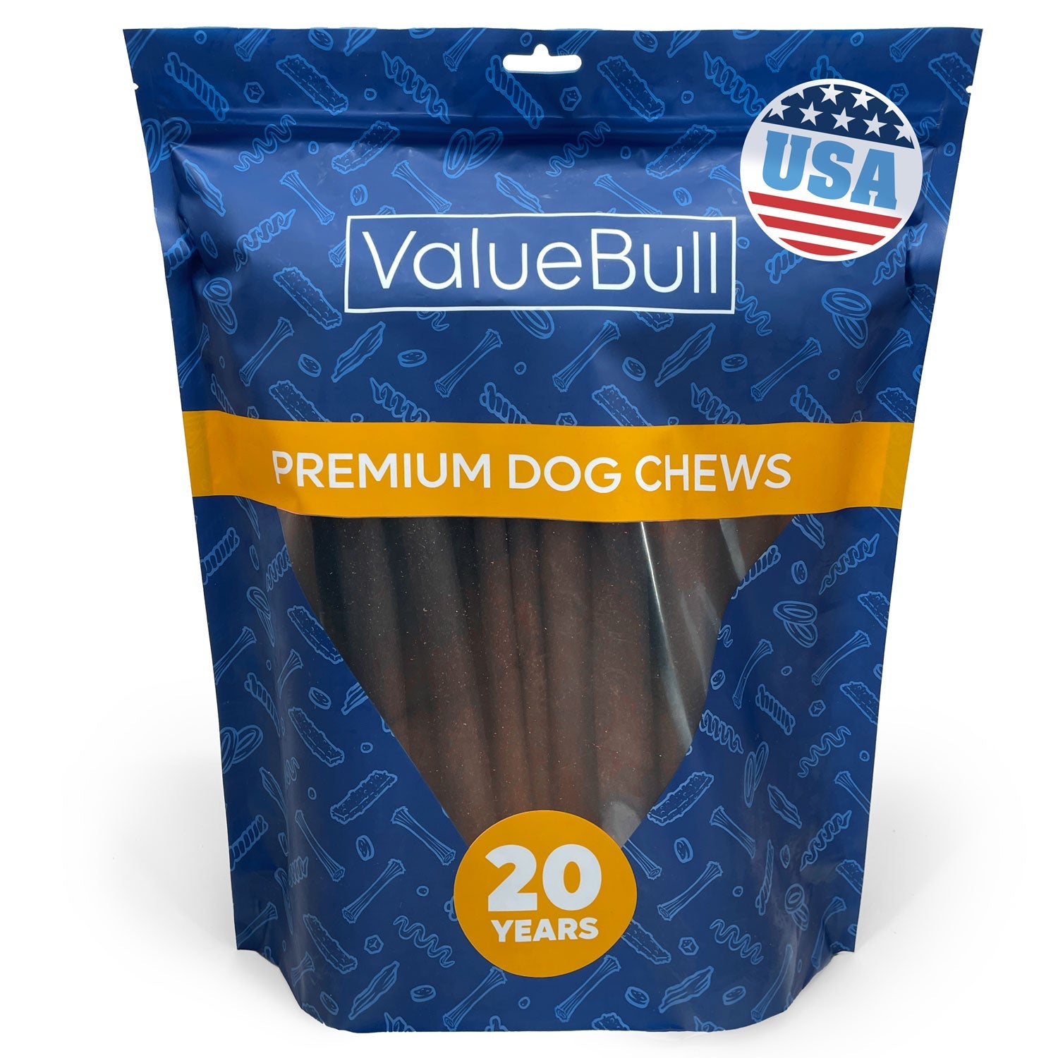 ValueBull USA Beef Collagen Sticks, 12 Inch Super Jumbo Chews, 25 Count