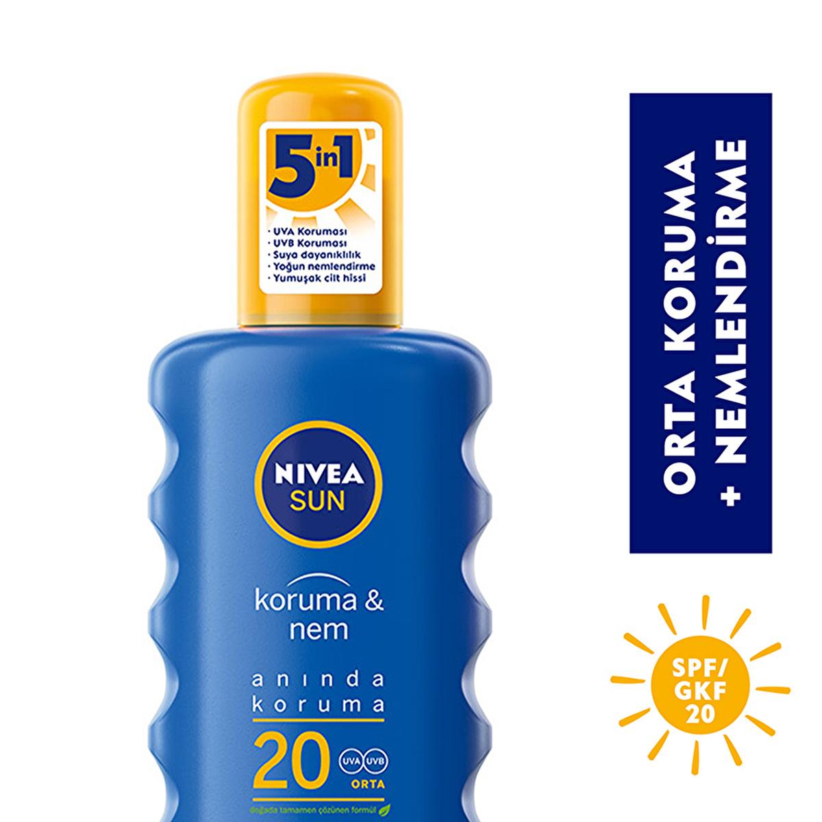 Nivea Sun SPF 20 Sunscreen Spray: 48-Hour Moisture, UVA/UVB Protection, Water Resistant - Ocean Friendly Formula