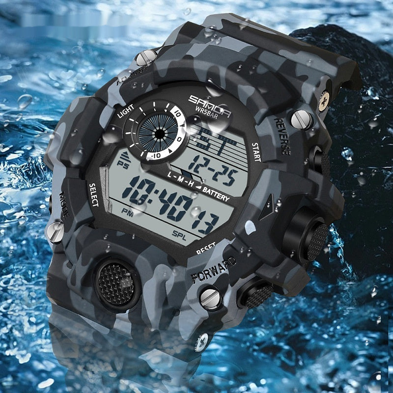 Shock Military Army Mens Watch In Camouflage  Style With LED Digital Back Light With Luminous  Effect