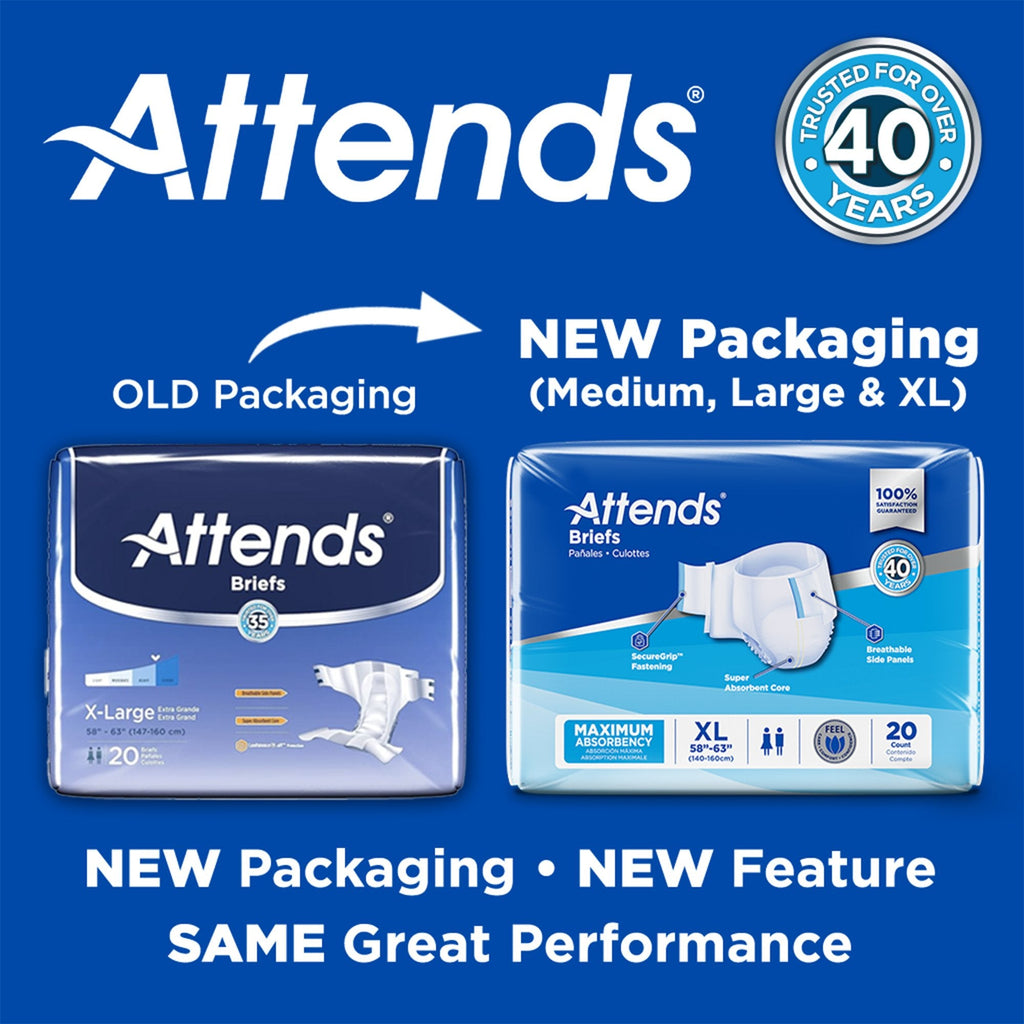 Attends® Briefs, Adult, Large, Heavy Absorbency, Disposable DDA30