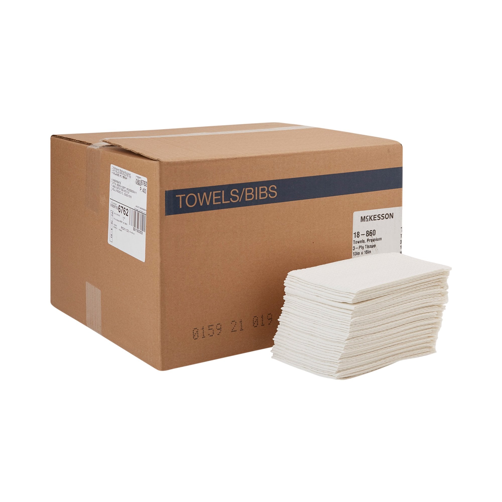 McKesson Nonsterile White Procedure Towels, 13 x 18 Inch 18-860
