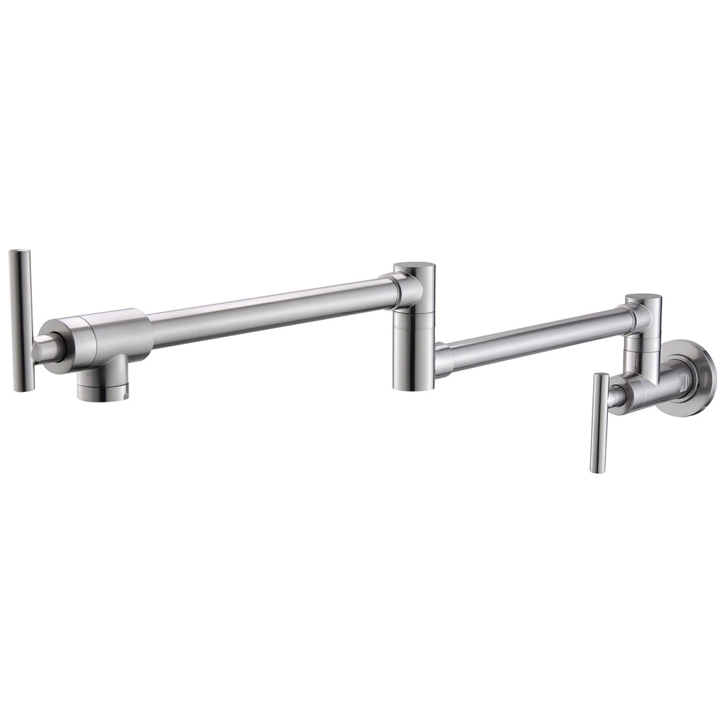 Pot Filler,Wall Mount Commercial Pot Filler Faucet,304 SS Material Kitchen Folding Faucet,Coffee Machine Faucet with Stretchable Double Joint Swing Arms,Style A,Black ened