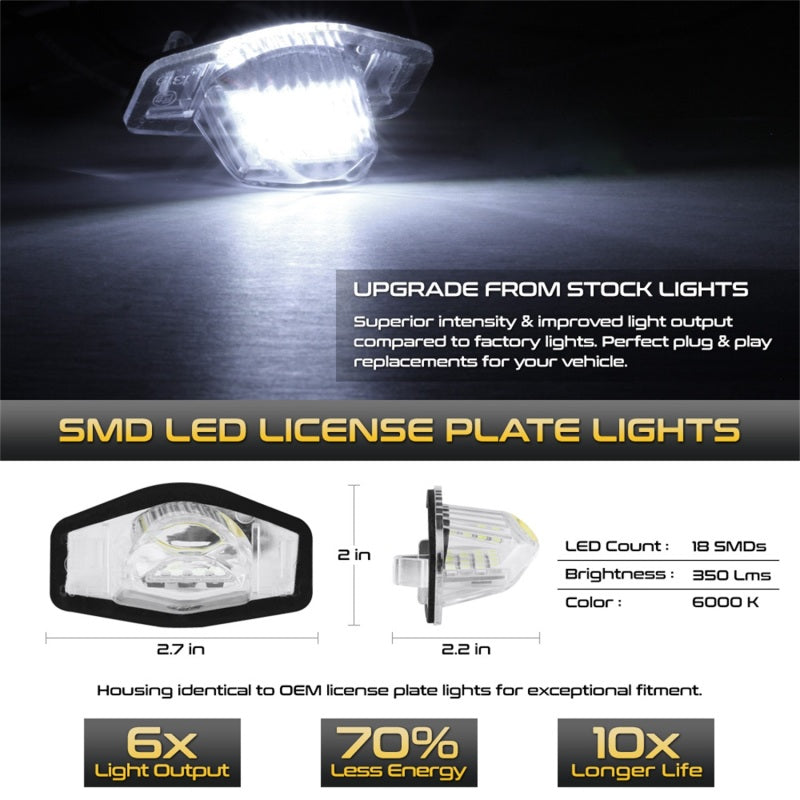 SPYDER Xtune 09-18 Honda Fit LED License Plate Bulb Assembly White 5500K LAC-LP-HODY08 - Pair 9045004