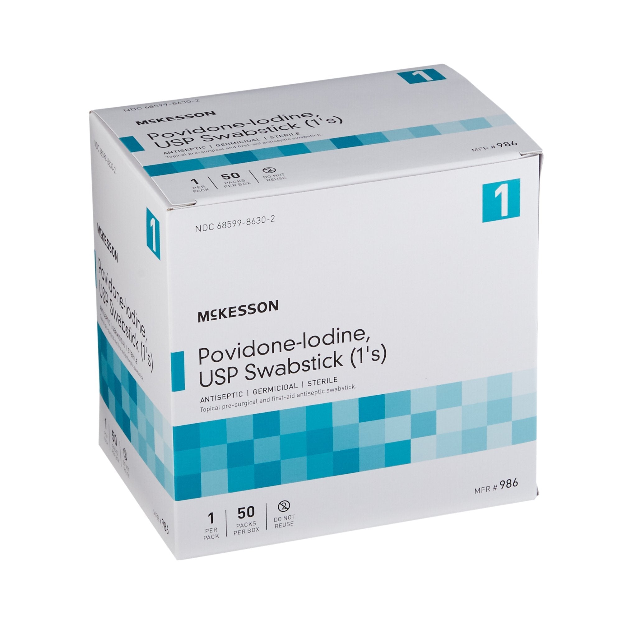 McKesson Impregnated Swabstick, 10% Strength, Povidone Iodine, Individual Packet 986