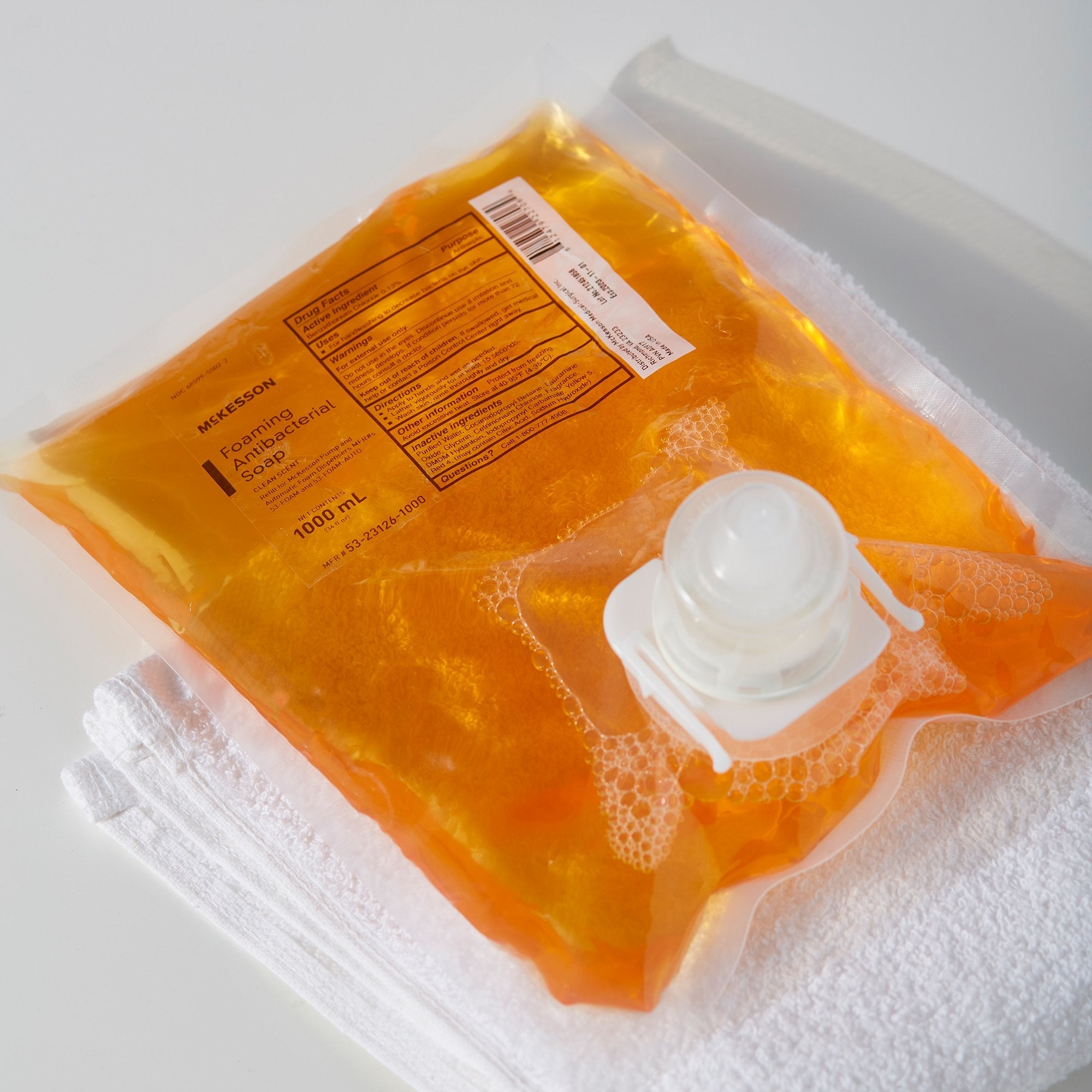 McKesson Clean Scent Foaming Antibacterial Soap, 1000 mL Refill Bag 53-23126-1000