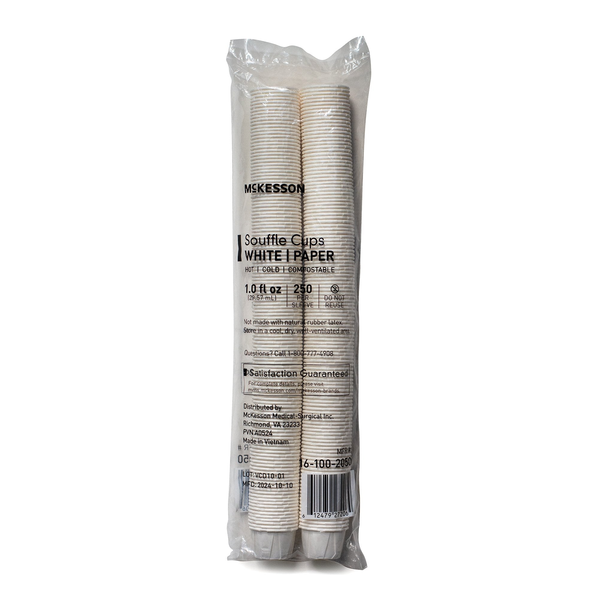 1 oz. Paper Souffle Cup White Disposable 16-100-2050
