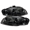 SPYDER Audi A4 06-08 Projector Headlights Halogen Model Only - DRL Smoke PRO-YD-AA405-DRL-SM 5033826