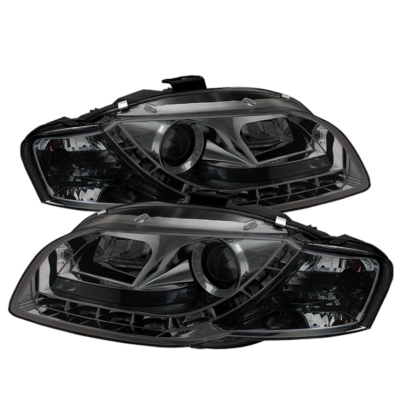 SPYDER Audi A4 06-08 Projector Headlights Halogen Model Only - DRL Smoke PRO-YD-AA405-DRL-SM 5033826